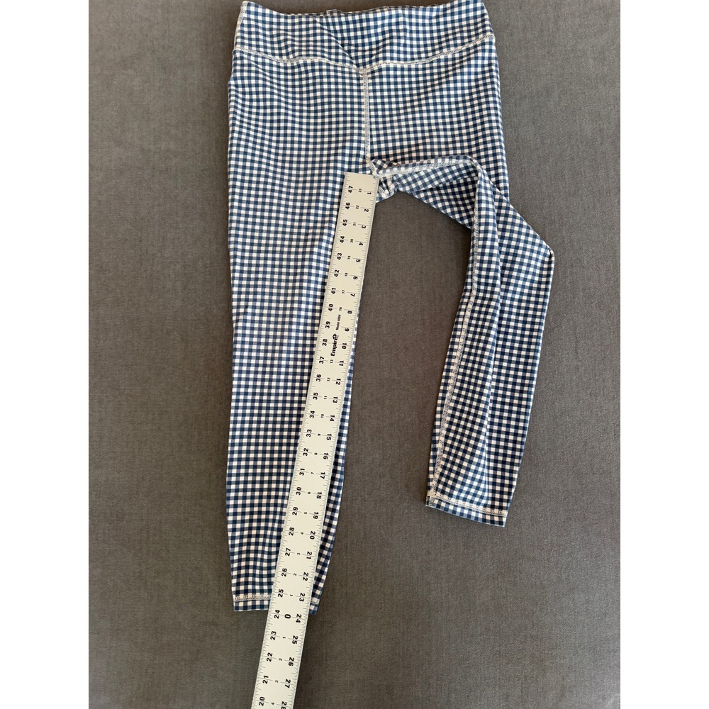 J Crew Weekend Womens Blue White Gingham Check Leggings Cotton Blend Large - Picture 5 of 8